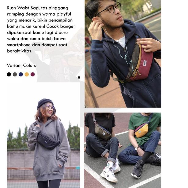 Tas Pinggang Visval Rush Sling Waist Bag Selempang Wanita Pria Murah - Hitam / WAIST BAG Visval B5U8
