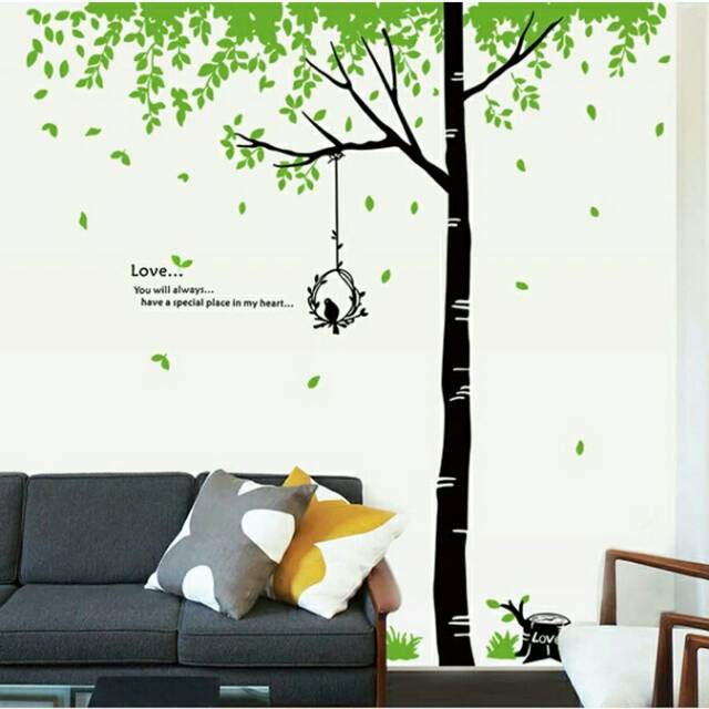 TXXL RELIZA Wall sticker pohon hijau burung BIG GREEN TREE AY719 STIKER DINDING