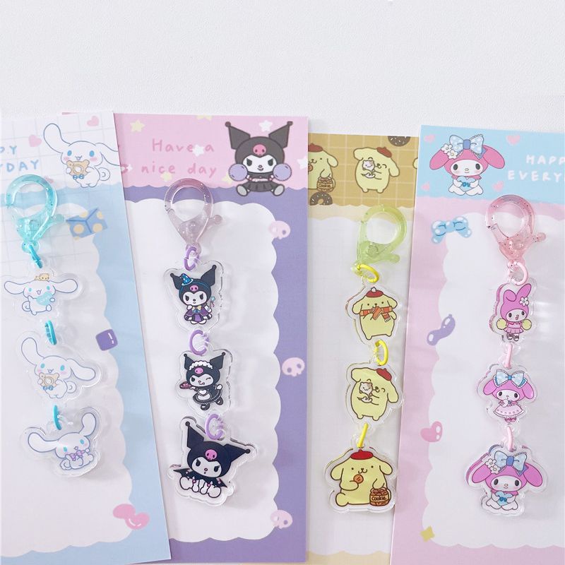 Sanrio Cute Cartoon Acrylic Keychain Kuromi Melody Keyring Bag Pendant Girl Gift