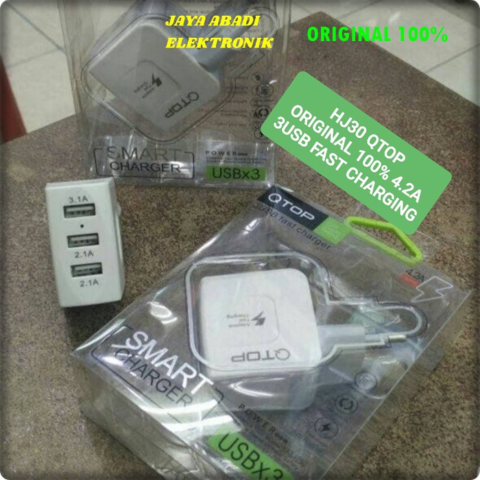 J52 ORIGINAL QTOP KEPALA BATOK 4.2A USB SUPER FAST CHARGING FLASH CAS CASAN ADAPTOR TRAVER ADAPTER CEPAT CHARGE ANDRPIT ANDROIT HANDPHONE ADAPTER TC QC QUALLCOMM UNIVERSAL MULTI ORIGINAL BISA CAS 3 HANDPHONE SEKALIGUS JADI LEBIH PRAKTIS DAN EFESIEN