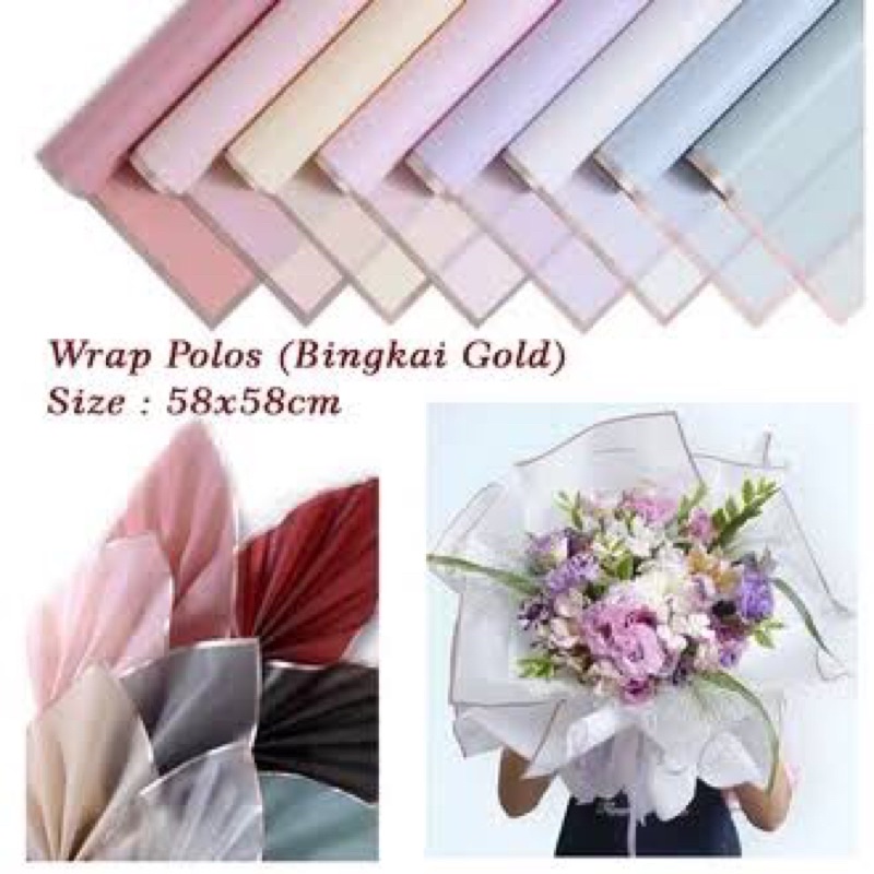 Flower Wrapping Gold Line Transparent Grosir 20 pcs / Kertas Bucket Bunga