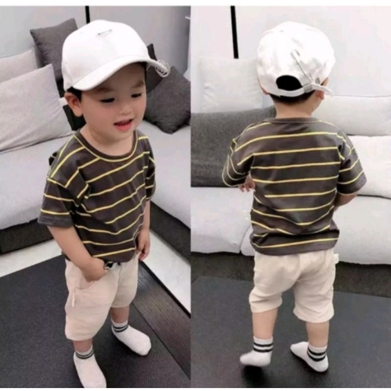 SETELAN BAJU KAOS SALUR ANAK 1-5 TAHUN/SETELAN KAOS SALUR GESPER ANAK LAKI-LAKI TERMURAH