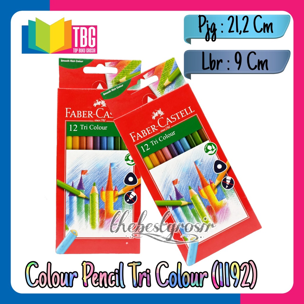 

COLOUR PENCIL TRI GRIP 12L FABER CASTELL/ PENSIL WARNA SEGITIGA/ PENSIL 12 WARNA / PENSIL WARNA PANJANG/ COLOUR PENCIL TRI GRIP FABER CASTELL (R-1192)