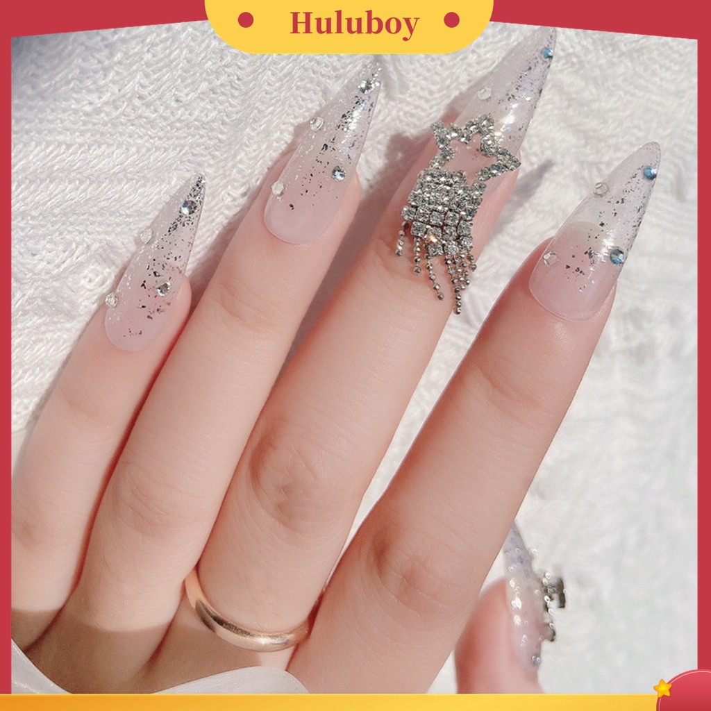 Huluboy Huluboy♡ Ornamen Rantai Rumbai Berlian Imitasi Efek 3D Untuk Dekorasi Manicure