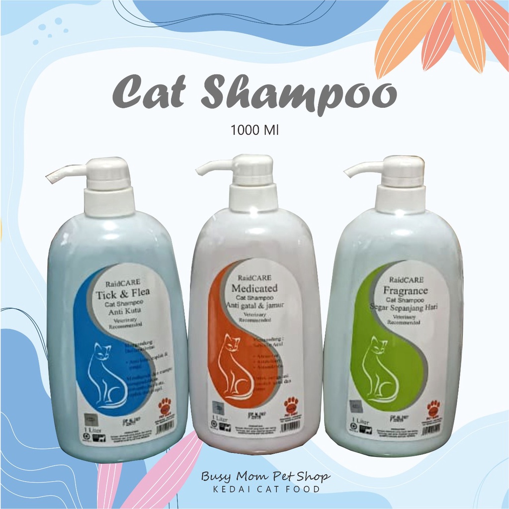 Cat Shampoo 1 Litter Raid All Care Fragrance Segar Medicated Anti Gatal Jamur Anti Bakteri Mikroba Tick Flea Sampo Anti Kutu Caplak Pinjal 1000 ml