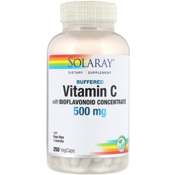 Solaray Buffered Vitamin C with Bioflavonoid 500 mg 250 Veggie Caps
