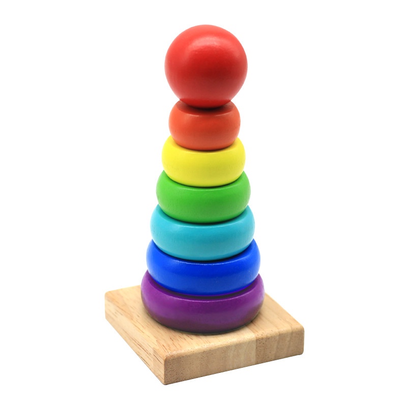 TweedyToys - Mainan Edukasi / Menara Kayu Bayi Bulat / Menara Warna Warni