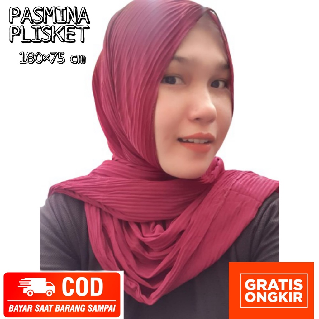 PASHMINA FULL PLISKET 180x75 BABYDOLL PREMIUM /PASHMINA PLISKET LIDI / PLEATED SHAWL MERK ENA, ASSIDIQ DAN DAURAGAMA