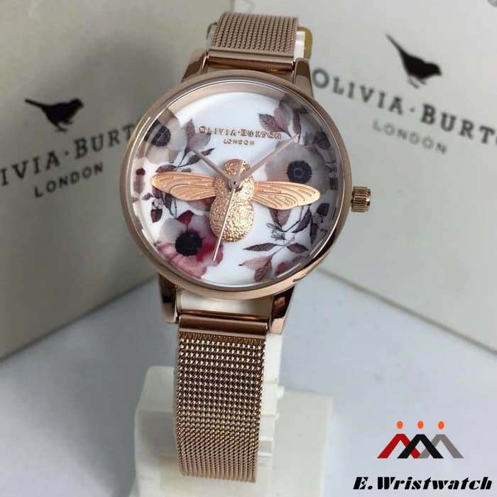 JAM OLIVIA BURTON 3D ROSEGOLD 30MM ORIGINAL JAM TANGAN WANITA ORIGINAL GARANSI