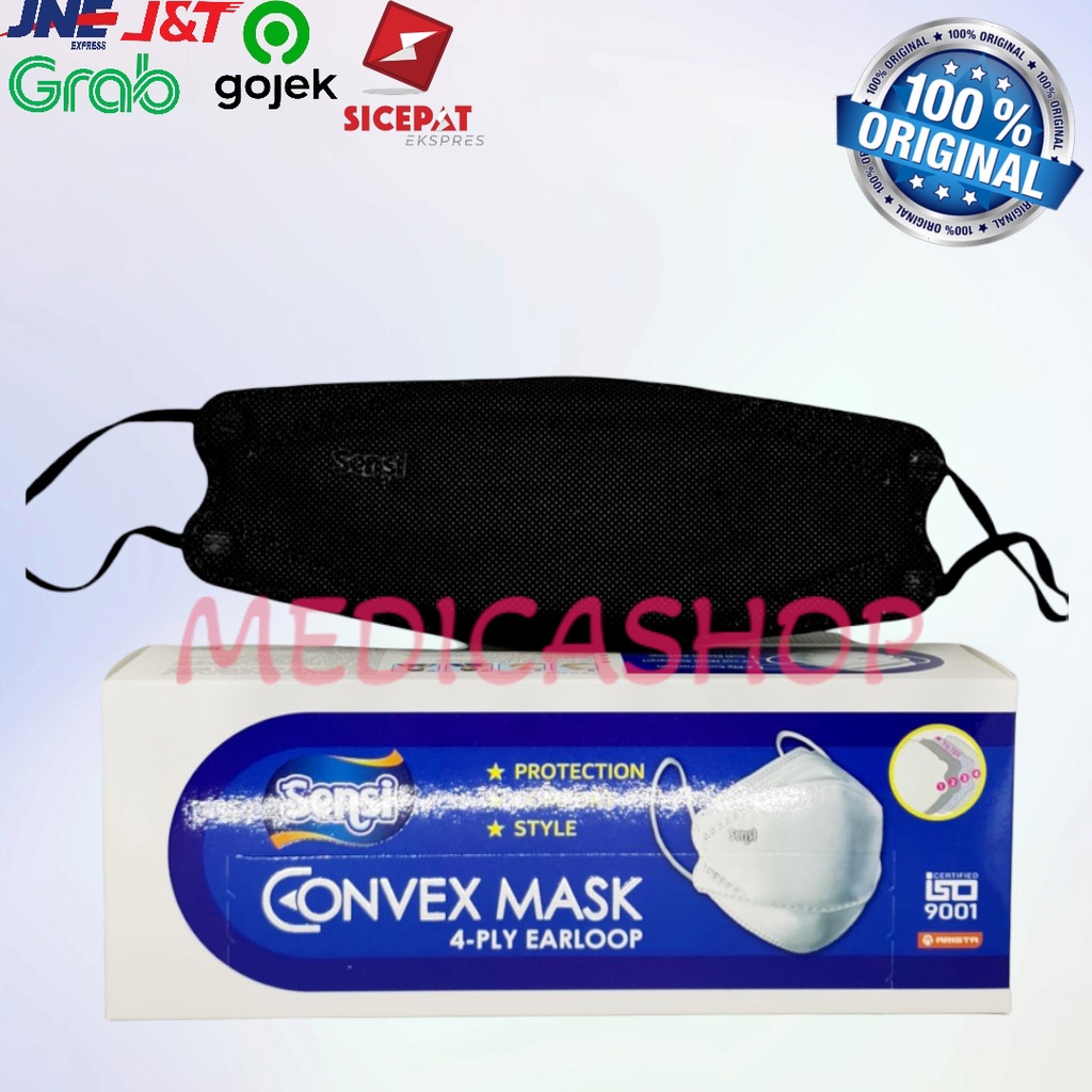 Masker Sensi Convex Mask Hitam 4ply (1 box) isi 20 pcs