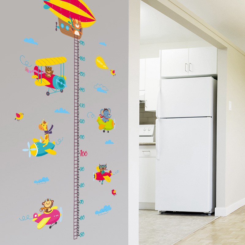 Reliza Wall Sticker Pengukur Tinggi Badan Balon Udara Helikopter Anak Grow Up Stiker Dinding LDR9315