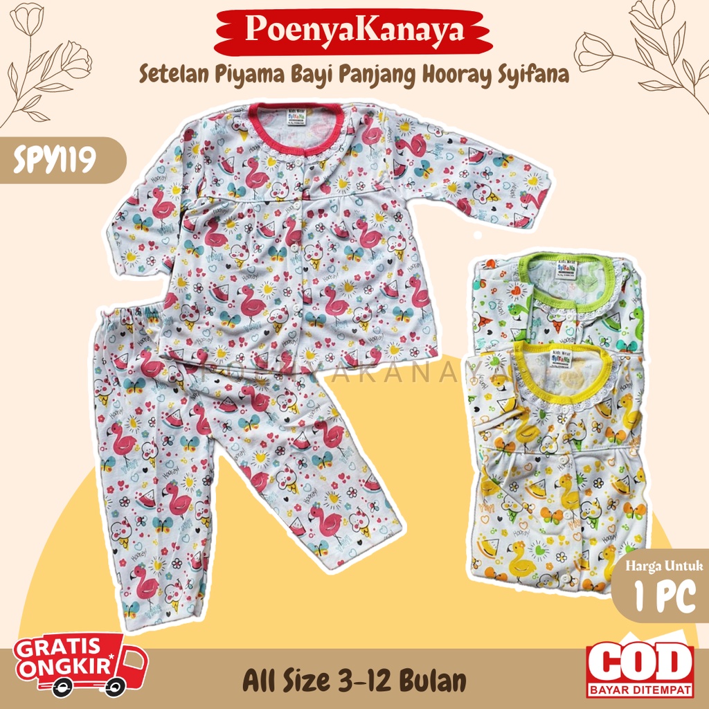 Setelan Baju Bayi Piyama Bayi Panjang Perempuan HOORAY Syifana Size 3-12 bln SPY154