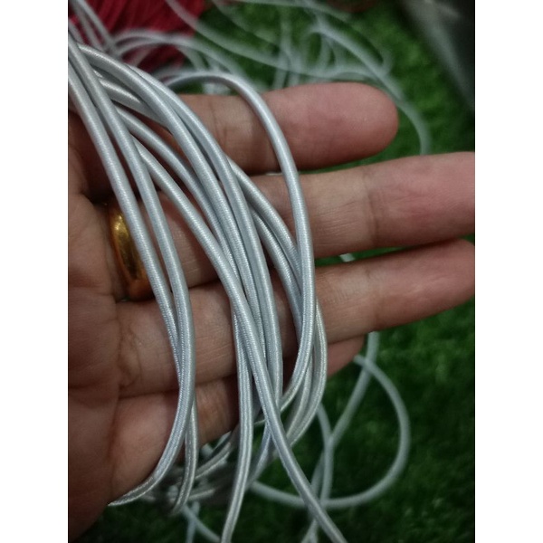 tali bulat elastis tali string elastis/tali karet bulat  3mm 13 warna( permeter)-Silver 2,5mm