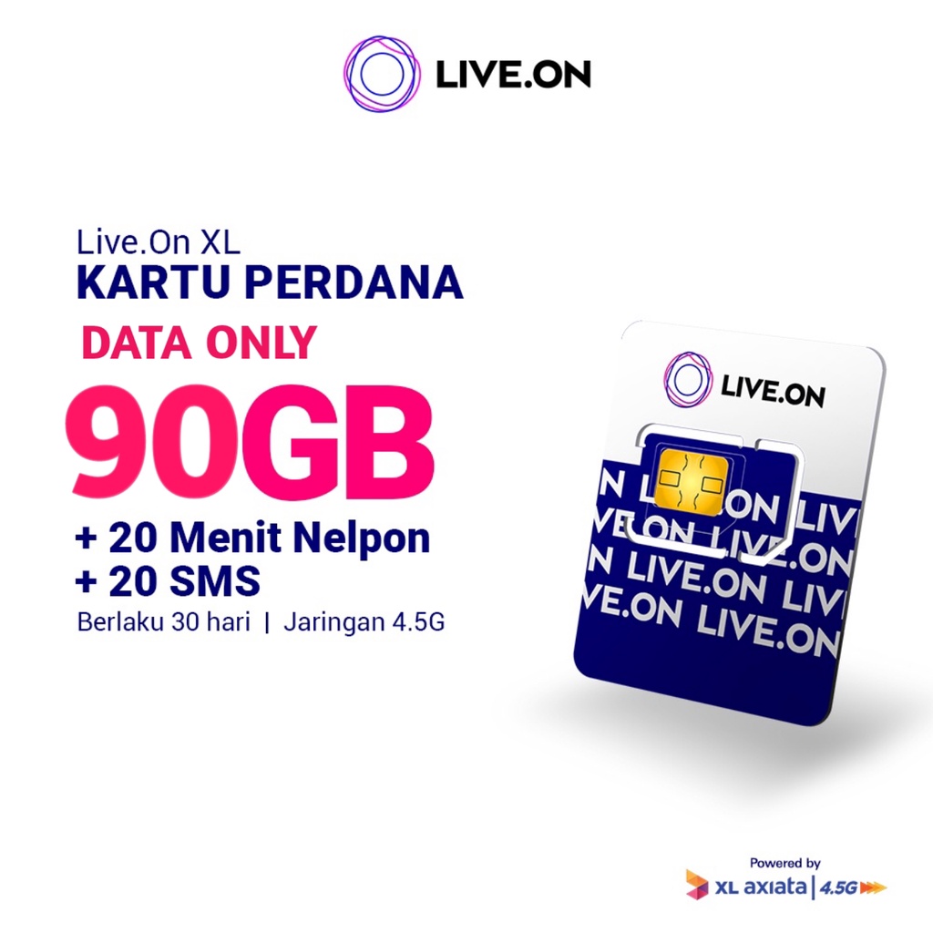 Kartu Perdana Live.On By XL Axiata Termurah 90GB (30 hari)