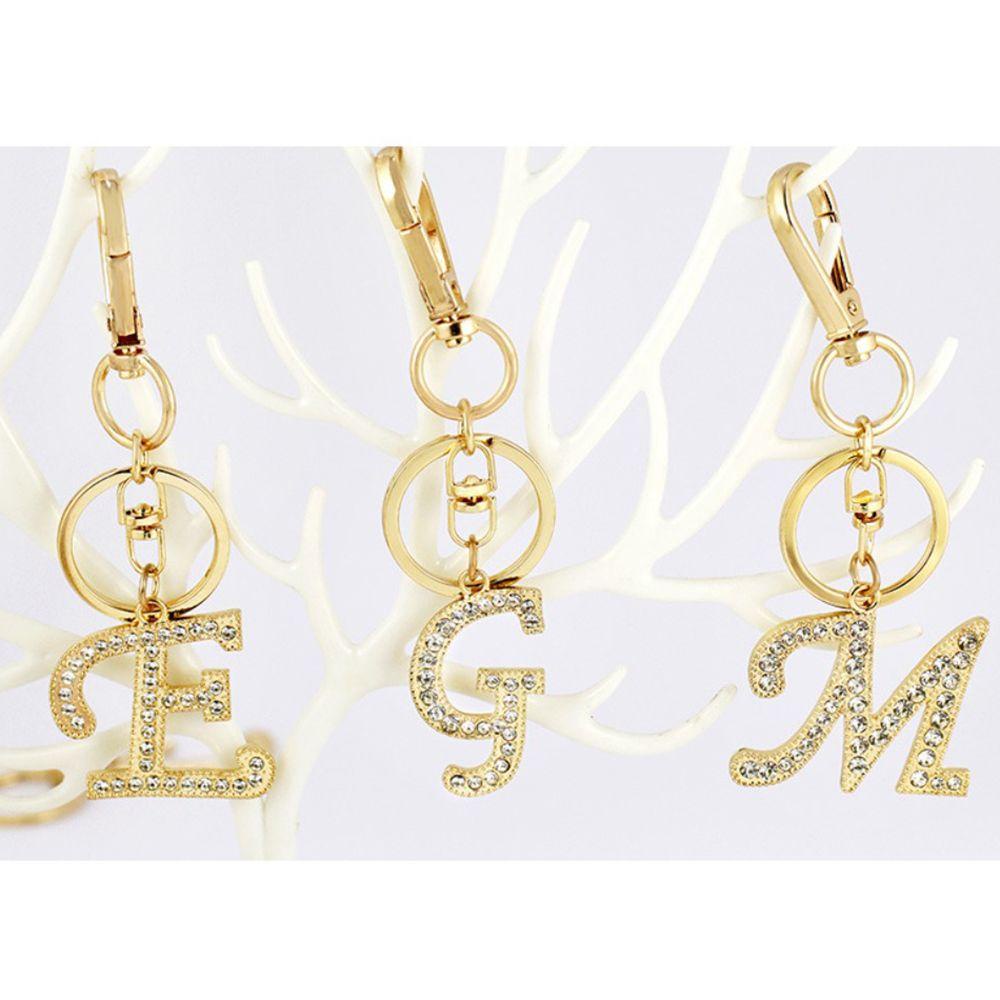 Lanfy Huruf Liontin Fashion Unisex Aksesoris Kristal Berlian Imitasi Perhiasan Hadiah Gantungan Kunci Rhinestone Letter Key Chain