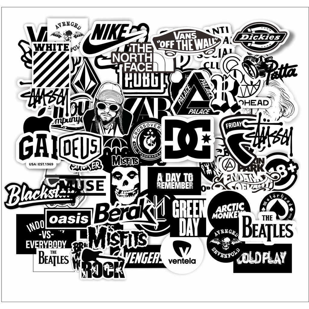 Jual Stiker Sticker Brand Paket 20 Pcs Distro Graftac Black White Band