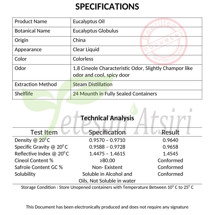 minyak atsiri ekaliptus murni eucalyptus pure essential oil aromatherapy therapeutic grade diffuser humidifier burner aromaterapi esensial essensial esential  tanpa campuran TETESAN ATSIRI 10ml 30ml 50m