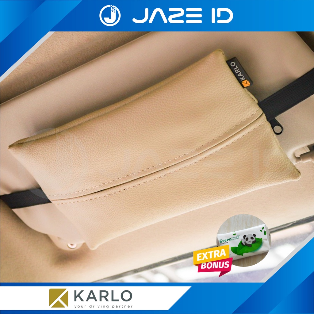 Karlo Tempat Tissue Tisu Mobil Premium Sun Visor Jok Basic Beige Cream