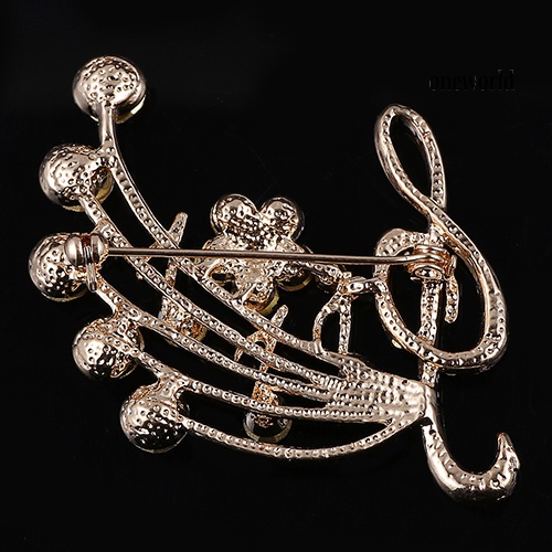 OW@ Women's Rhinestone Musical Note Blossom Brooch Pin Jewelry Party Xmas Gift