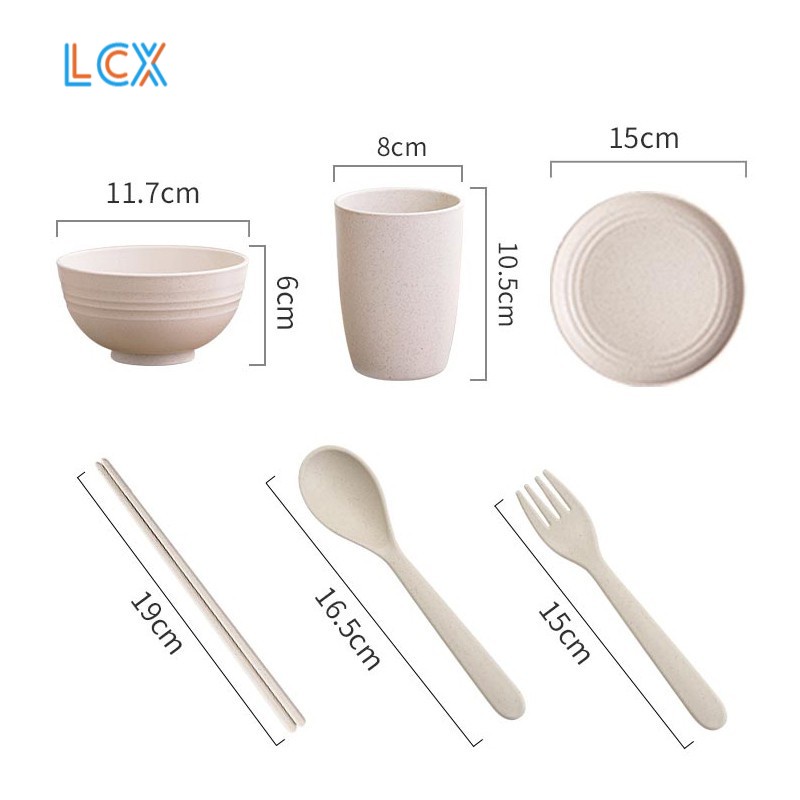 LCX Mangkok Wheat Straw Plastik Mangkuk Kuah Makan BowlSendok/Sumpit/Gelas air/VS-12