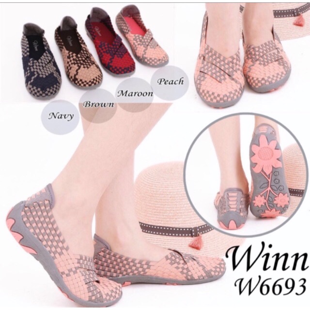 Winn 6693 sepatu IMPORT anyaman rajut wanita ORI