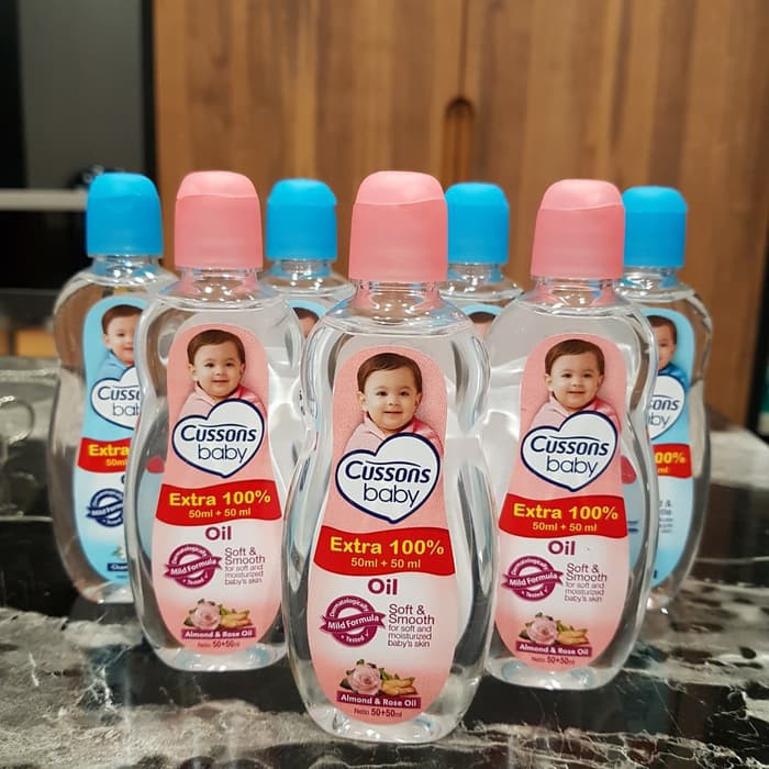 Baby Oil Cussons Extra 50ml +50ml / Cussons Baby Oil Pink dan Biru