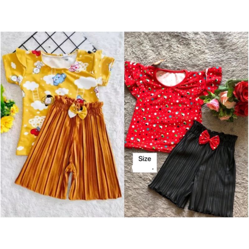 Setelan Anak Andin kulot plisket