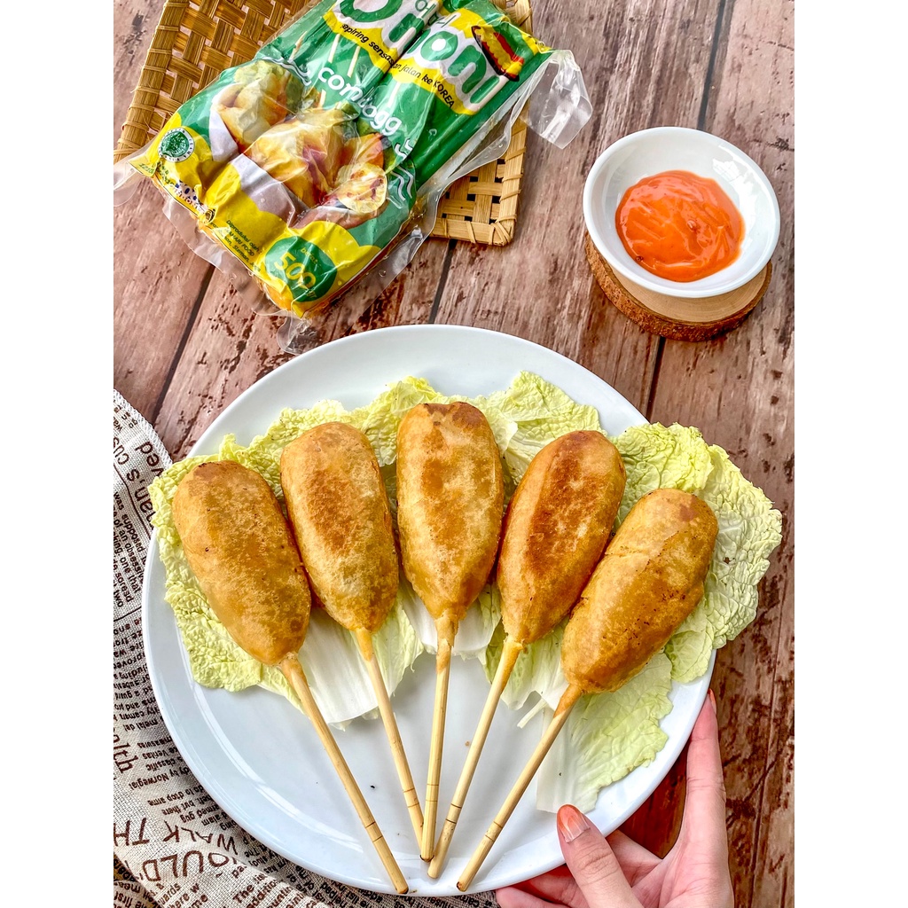 CORNDOG Makanan Jajanan Korea Viral Halal BPOM Merek Omoni Korean Halal Food