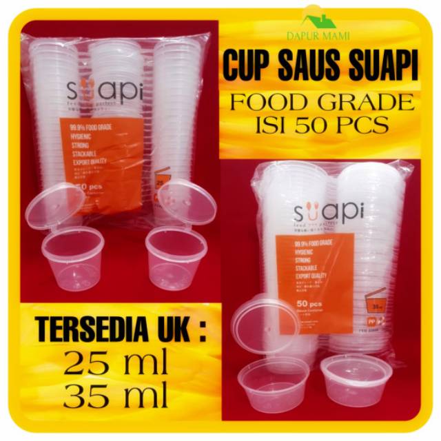 DAPURMAMI 50 Biji Cup Saos 25 Tempat Sambal 35 ml Wadah Mayonaise Kecap Sauce Container Suapi Slime suapi 75ml 75 ml