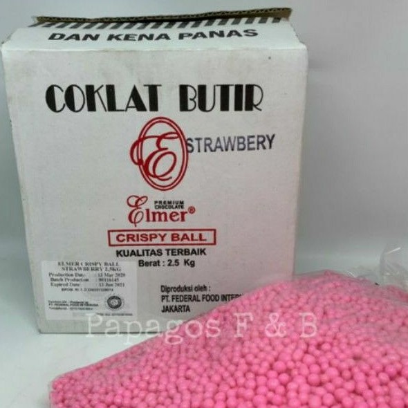 

Choco Crispy Ball Pink Strawberry Stroberry Elmer repck 100 gr / gram