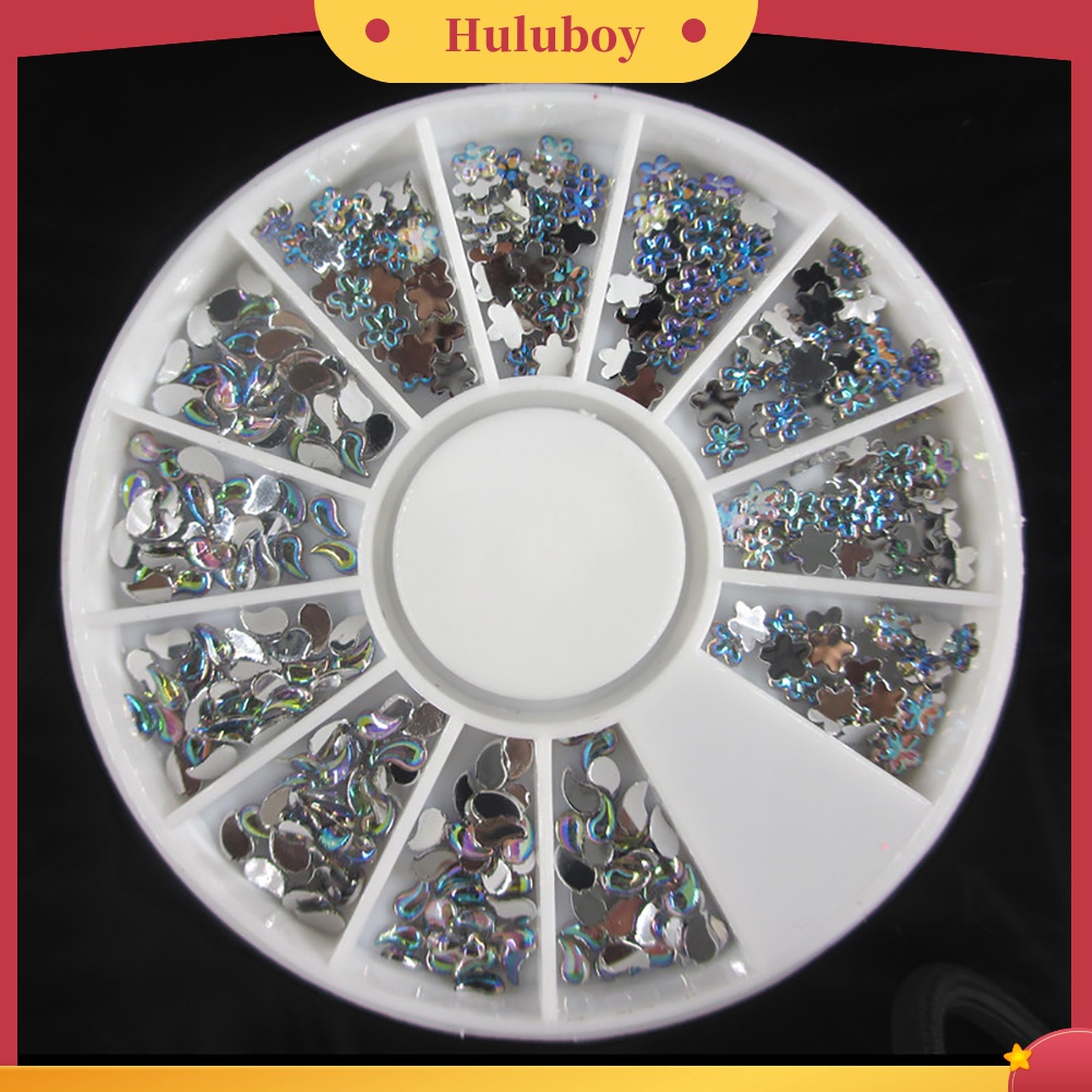 Huluboy Huluboy♡ Berlian Imitasi Bentuk Bunga Warna AB Untuk Dekorasi Nail Art