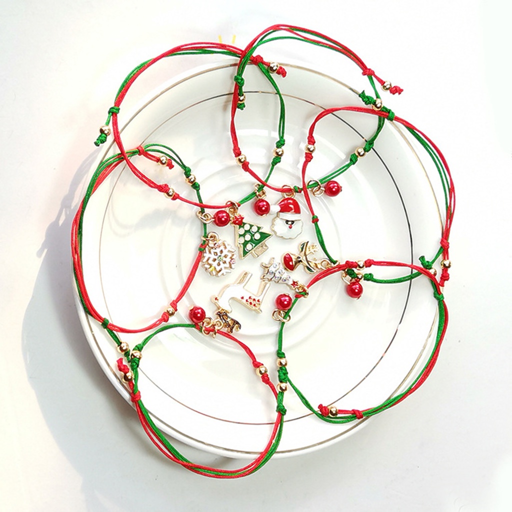 Hu Hu Hu Hu Hu Alat Bantu Pasang Kacamata♡ Gelang Rajut Tangan Desain Pohon Natal Santa Claus Rusa Snowflake Untuk Unisex