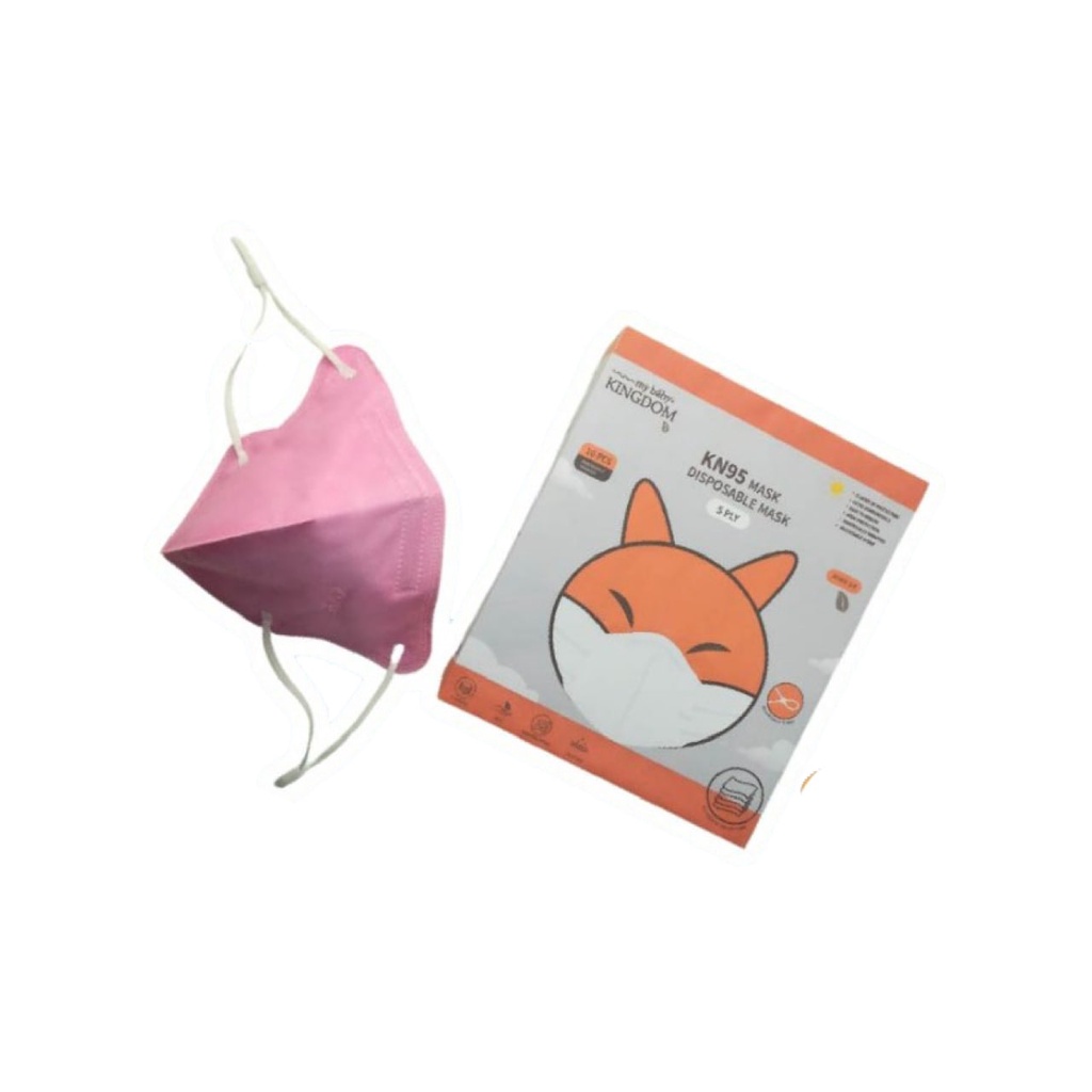 My Baby Kingdom - Masker Anak KN95 KIDS (isi 10 pcs) 5ply FOX - PINK