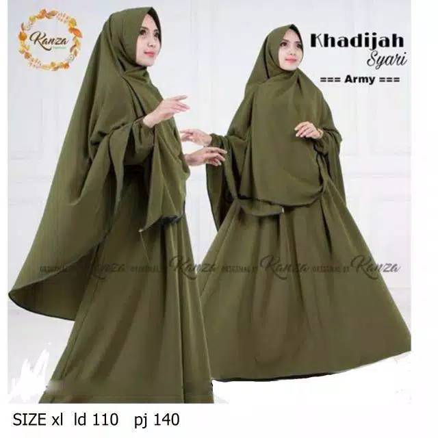 Khadijah syari / set gamis syar'i dan jilbab khimar / setelan dress muslim wanita murah jumbo XXL
