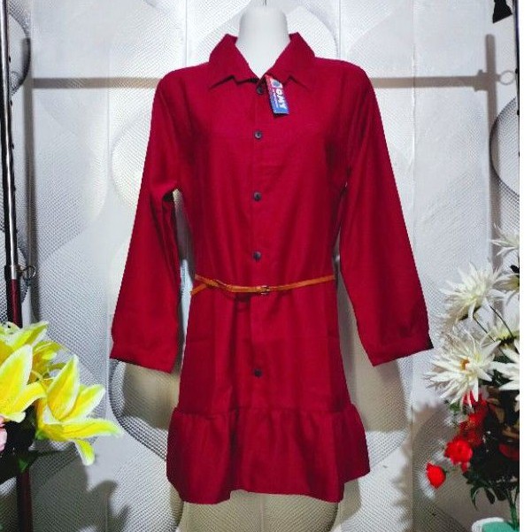 Tunik polos lengan panjang Atasan panjang wanita big size L