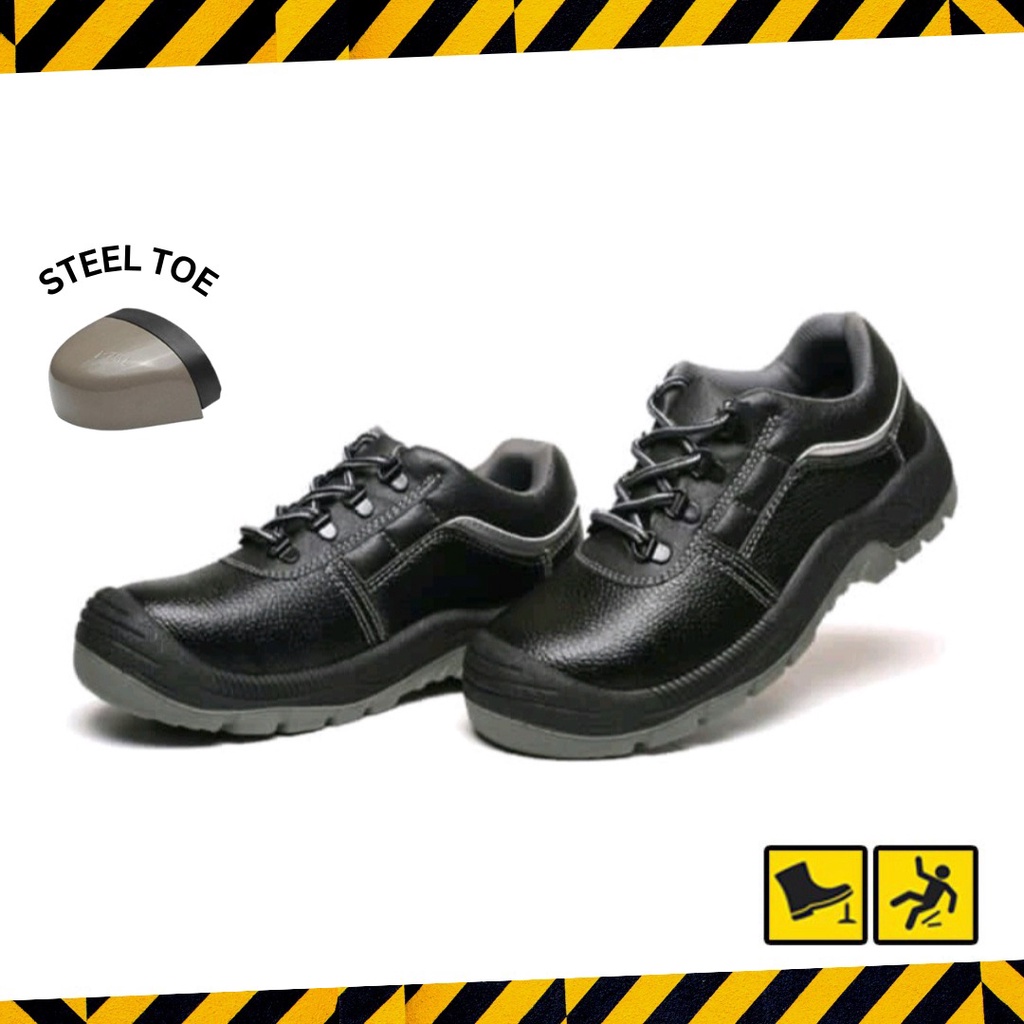 SEPATU SAFETY SHOES LOW SSL 18 MURAH BERKUALITAS SEPATU KERJA PALING MURAH BLACK HITAM ABU-ABU