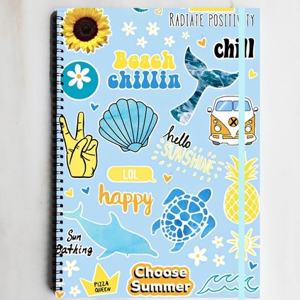 

VSCO STICKERS BLUE Spiral Ruled Notebook Diary Journal Buku Tulis Catatan Sekolah Kuliah