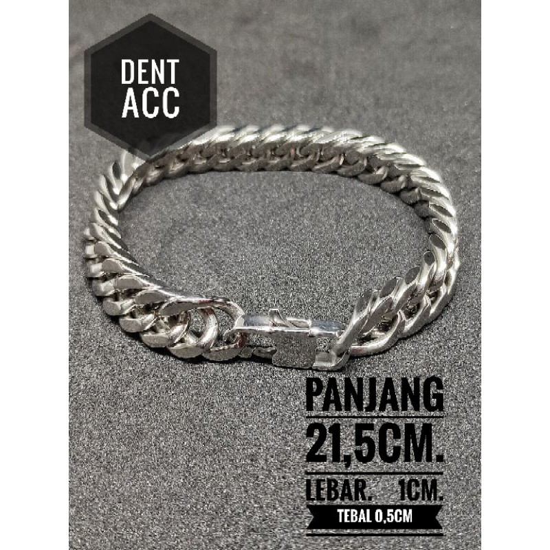 gelang tangan titanium pria warna silver