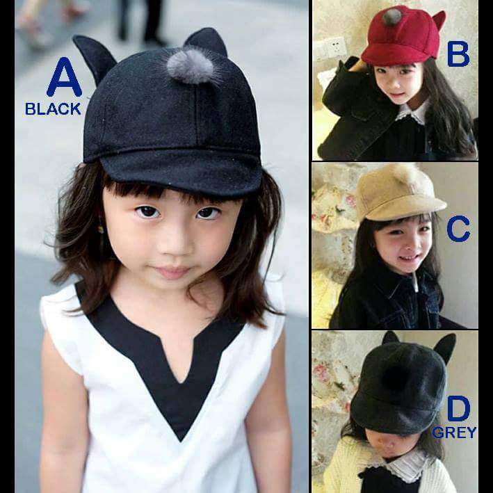 Topi Anak Cewek Pom Bunny Hat