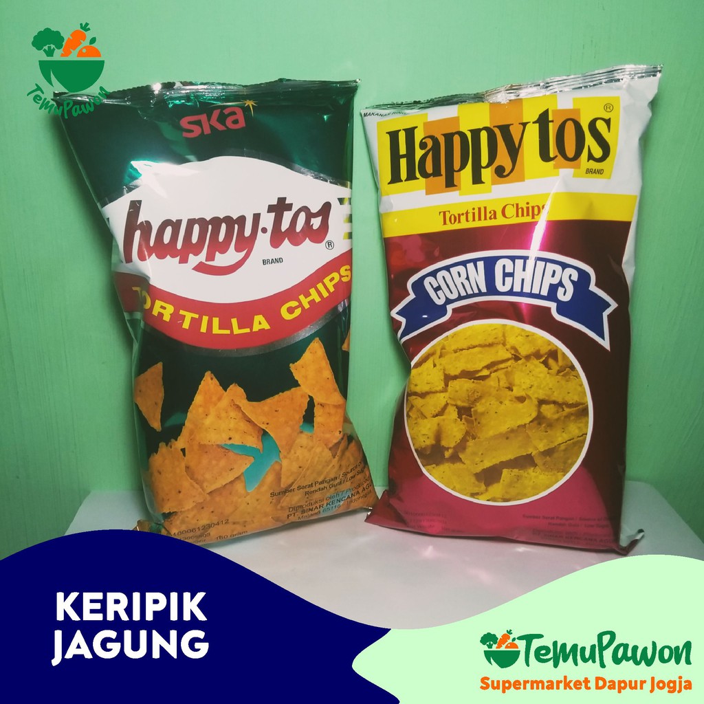 

HAPPY TOS KERIPIK JAGUNG - Snack Tortilla Chips Camilan Makanan Ringan - TemuPawon