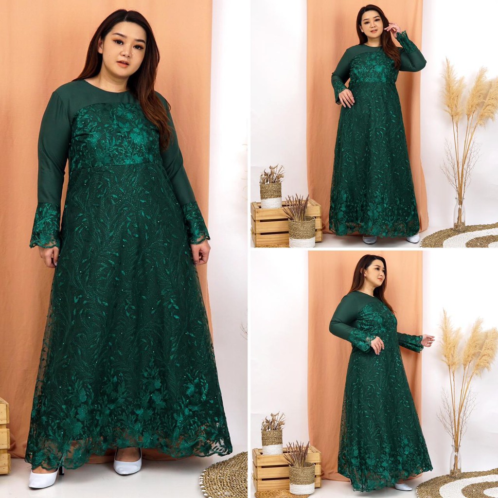 (Ada RealPict) GAUN GAMIS MARWAH TILLE TULLE BORDIR MUTIARA PREMIUM MAXI LEBARAN MUSLIM LONG DRESS