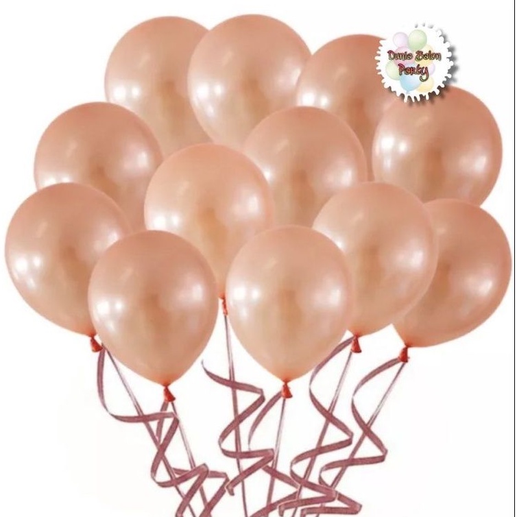 Balon Latex Metalik Rose Gold Perpack 12 Inc ( isi 100 )