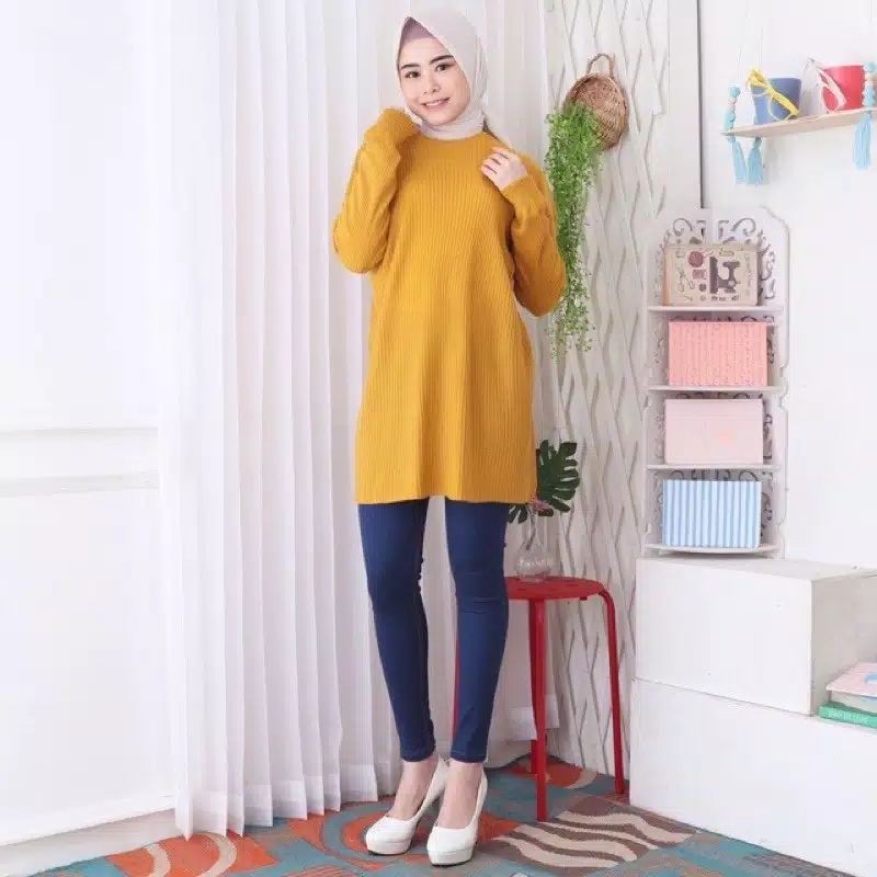 Sweater Boxy Marina Salur / Baju Wanita Blouse