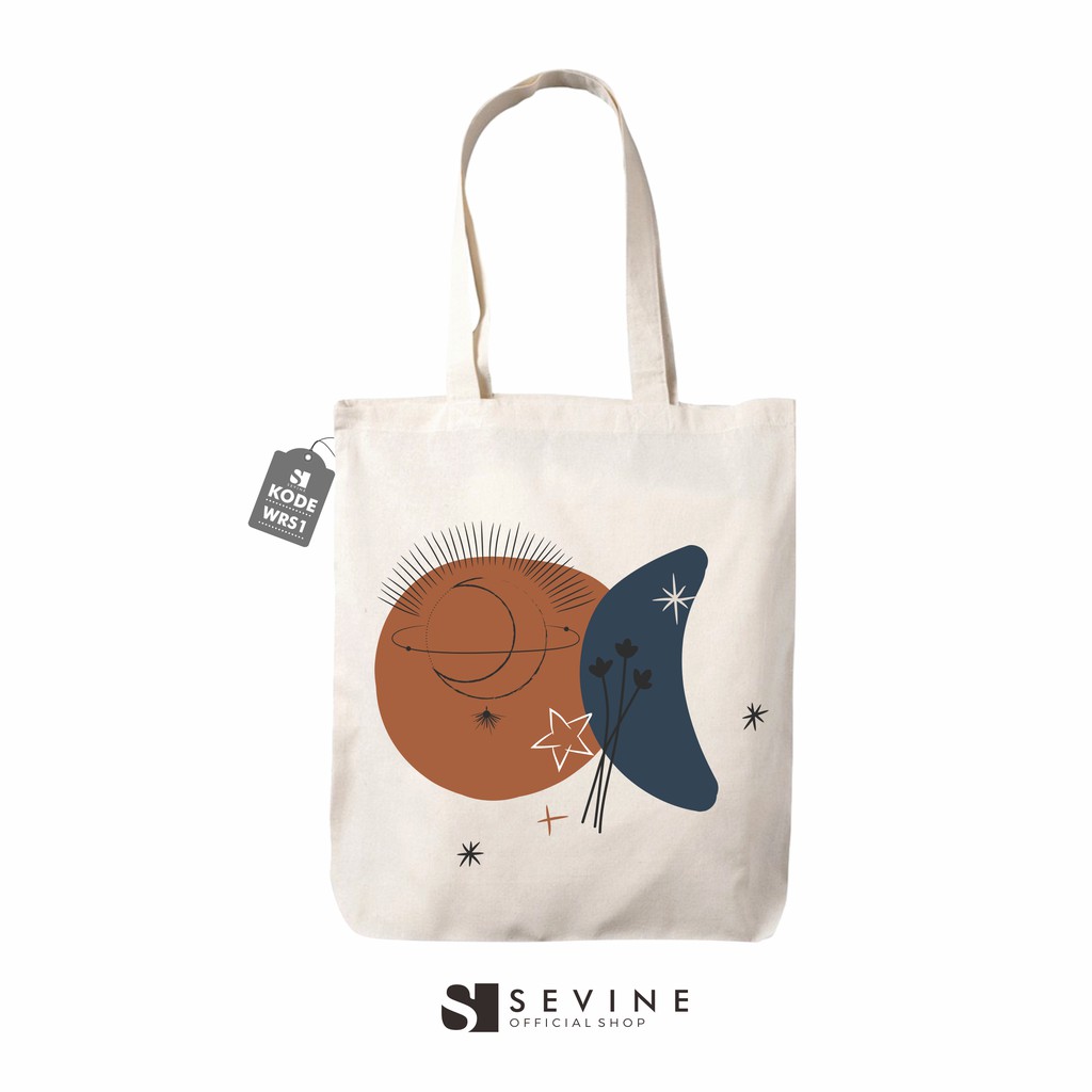 Sevine Tas Wanita Tote Bag Resleting Custom Totebag Laptop Artsy Nordic - WRS