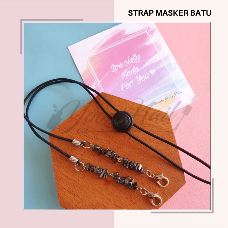 Strap masker batu alam batu mutiara tali masker kalung masker 2in1 batu stone pearl