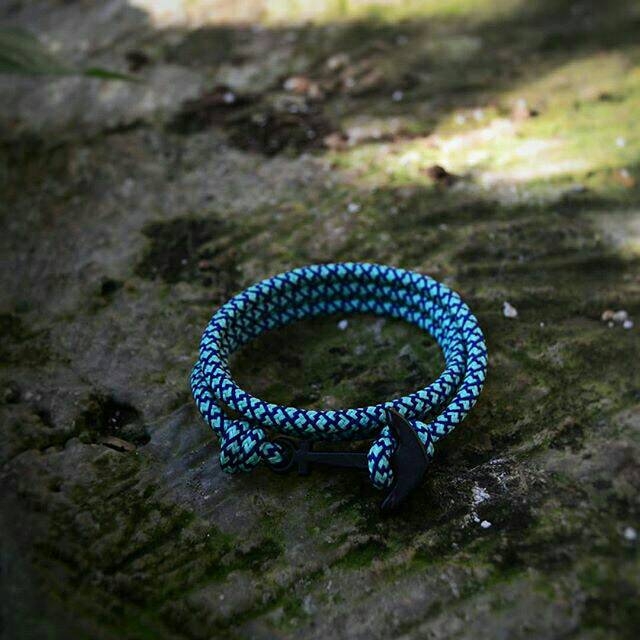 Gelang Pria Wanita Unisex Jangkar Bracelet Paracord 4mm Warna Hijau Toska