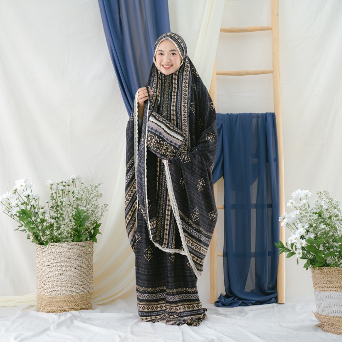 Mukena Zianisa Border Andin Black Allsize