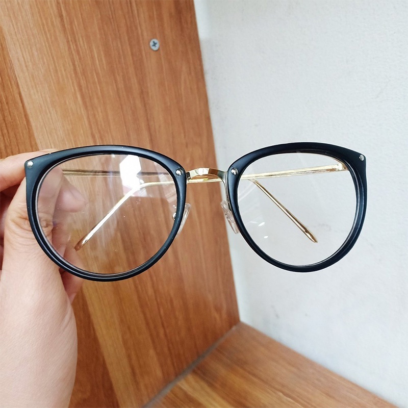 Kacamata Retro Leopard Wanita Mata Kucing Anti Radiasi Fashion Korea Cat Eye Eyeglasses ANTOP-Matte-hitam