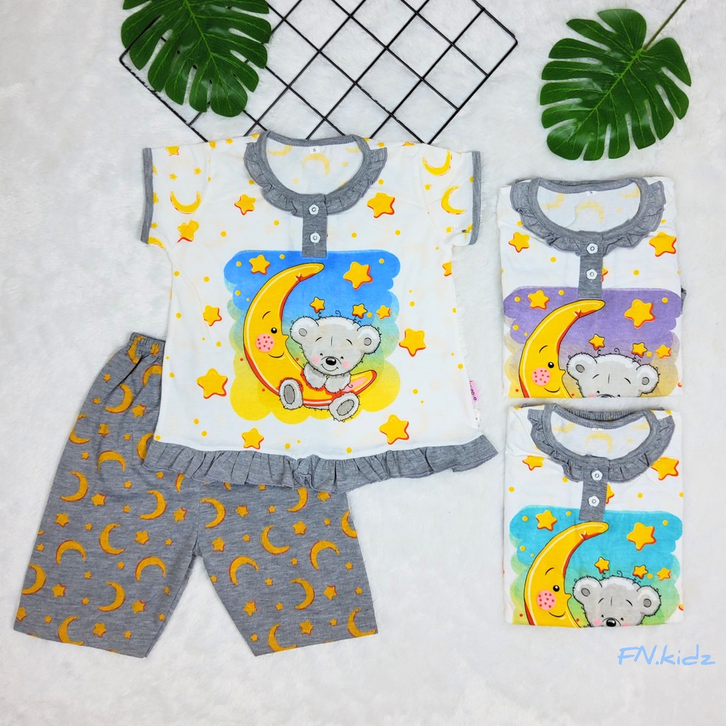 Baju Tidur Anak Perempuan / Setelan Kaos Anak Cewek Usia 2-8 Tahun