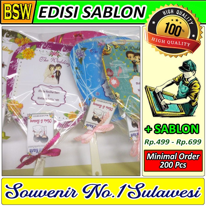 Jual Min Order Pcs Sablon Souvenir Kipas Plastik Wedding